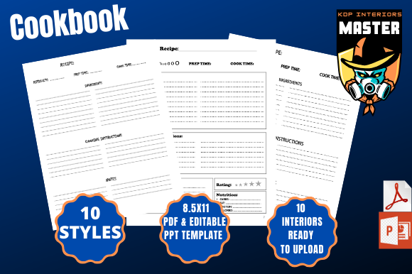 Enhance Your Low-Content Book Library with 10 Cookbook Recipe Books, 10 Templates