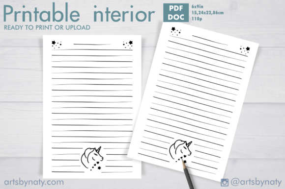Enhancing Creativity and Productivity with Lined KDP Interior with a Unicorn