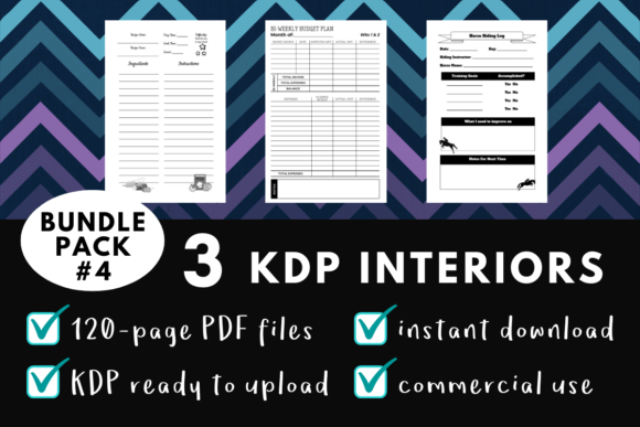 KDP Interior Pack 4 – 3 Practical Templates for Creative and Organized Journals